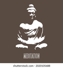 Abstract vector art work of a meditating lord buddha image. Vector illustration of Gautama Buddha which symbolize meditation, mindfulness 