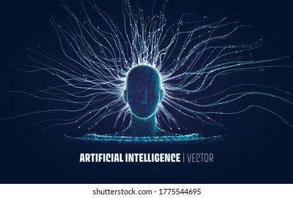 Abstract vector Artificial Intelligence illustration. Data collection and analysis process