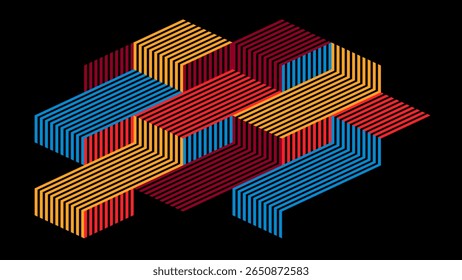 Vetor abstrato de fundo geométrico, papel de parede de arte dinâmica, neogeometria design, decoração rítmica.