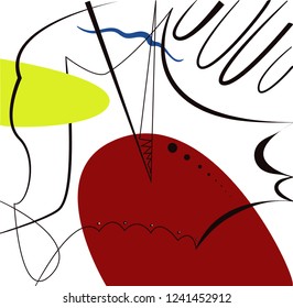 Abstract vector artwork, inspired by Spanish painter Joan Miro