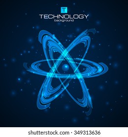 Abstract vector atom model. Illustration for you science artwork.