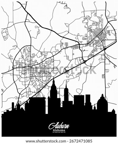 Abstract vector of Auburn, Alabama, USA city with beautiful lines for home wall poster