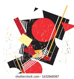 Abstract vector avant-garde pattern with geometry on a white background