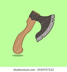 Abstract vector axe with wooden handle and shadow
