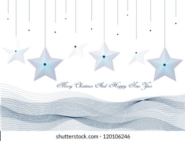 abstract vector backdrop design with christmas decorations, waves and place for your text isolated on white background