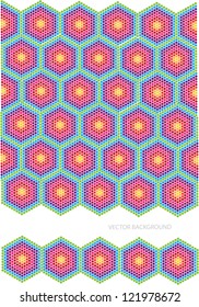 abstract vector backdrop design with colorful mosaic ornaments and place for your text isolated on white background