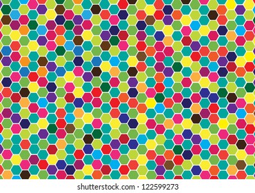 abstract vector backdrop design with colorful hexagonal combs