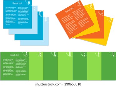 abstract vector backdrop design with colorful notice tags isolated on white background