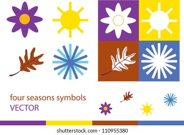 abstract vector backdrop design with four season symbols isolated on white background