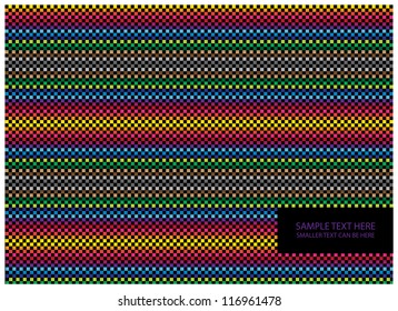 abstract vector backdrop design with funny colorful squares isolated on black background with frame for your text