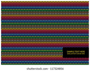 abstract vector backdrop design with funny colorful squares and frame for your text isolated on black background