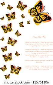 abstract vector backdrop design with glossy and gradient butterflies with place for your text isolated on white background