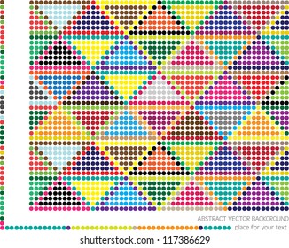 abstract vector backdrop design made of colorful dots isolated on white background and place for your text