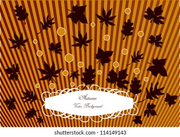 abstract vector backdrop design with seasonal motives, autumn leaves in silhouette and decorated frame for your text
