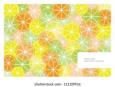 abstract vector backdrop design with tropical fruit cuts and frame for your text