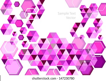 abstract vector backdrop design with violet hexagonal shapes and place for your text isolated on white background