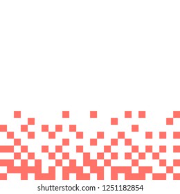 Abstract vector backdrop with white pixels on living coral color.