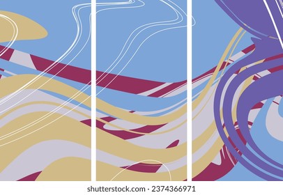 Abstract vector backgound template. Fluid liquid wavy geometric abstract shapes and lines in cool vibes color. Minimal modern design for fabric fashion design.