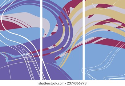 Abstract vector backgound template. Fluid liquid wavy geometric abstract shapes and lines in cool vibes color. Minimal modern design for fabric fashion design.