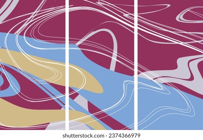 Abstract vector backgound template. Fluid liquid wavy geometric abstract shapes and lines in cool vibes color. Minimal modern design for fabric fashion design.