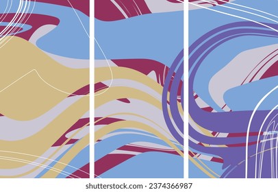 Abstract vector backgound template. Fluid liquid wavy geometric abstract shapes and lines in cool vibes color. Minimal modern design for fabric fashion design.