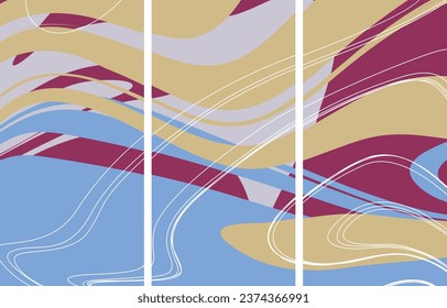 Abstract vector backgound template. Fluid liquid wavy geometric abstract shapes and lines in cool vibes color. Minimal modern design for fabric fashion design.