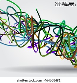 Abstract vector background. 3d colorful line.