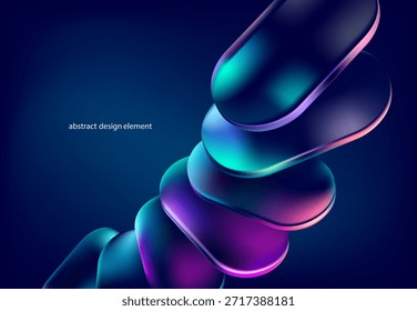 Fondo de Vector Abstractas de Formas geométricas de vidrio 3D. Óvalos y círculos iridiscentes transparentes para el diseño de carteles y presentaciones.