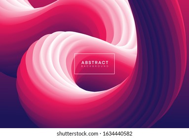 Abstract vector background with 3d pink squeezed liquid shape. Pink twisted viscous substance. 
