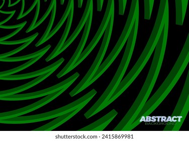 Abstract vector background with 3D stripes in the form of green radiation. Excellent futuristic design template.