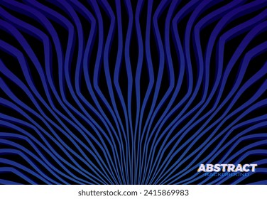 Abstract vector background with 3D stripes in the form of blue rays. Awesome futuristic design template.
