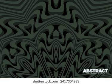 Abstract vector background with 3D stripes in the form of green gray flower pattern. Beautiful vintage design template.