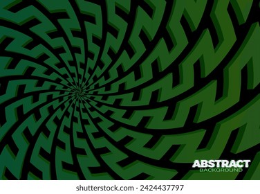 Abstract vector background with 3D stripes in the form of complex green spiral. Futuristic modern design template.