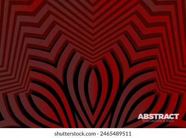 Abstract vector background with 3D stripes in the form of red fabulous plant. Magic modern design template.