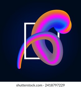 Abstract vector background with 3d trendy vibrant colors squeezed liquid shape. Colorful twisted viscous substance. Cover or poster design template