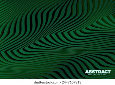 Abstract vector background with 3D wavy stripes. Excellent optical art style design template.