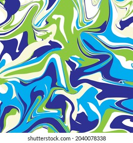 Abstract vector background, acrylic fluid art imitation. Pastel colors, liquid paint. Blue, green and yellow. Modern template for banner, design and decor. Abstract geometric shapes composition
