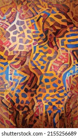 fondo vectorial abstracto con motivos africanos en tonos marrones y amarillos. Imitación de la textura tradicional para el diseño y la creatividad.