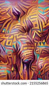 fondo vectorial abstracto con motivos africanos en tonos marrones y amarillos. Imitación de la textura tradicional para el diseño y la creatividad.
