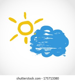 Abstract vector background. Artistic paint banner. Syn and cloud shapes