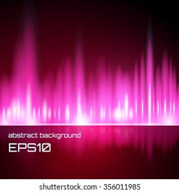 Abstract vector background, aurora borealis lights in pink color, eps10