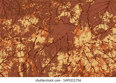 Abstract vector background. Autumn vintage theme, leaf outlines.