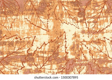 Abstract vector background. Autumn vintage theme, leaf outlines.