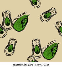 Abstract vector background with avocado fruit.