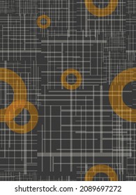 Abstract vector background or banner in brutalism style. Black and white seamless pattern with a grid of lines.