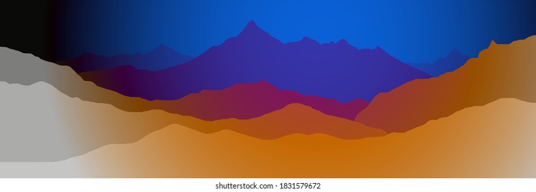 Abstrakter Vektorhintergrund, Banner. Nachahmung von Gebirgsketten. 