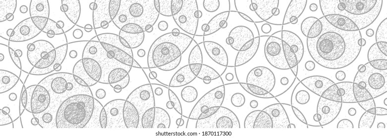 Abstract vector background, banner. Intersecting circles, shades of gray.
