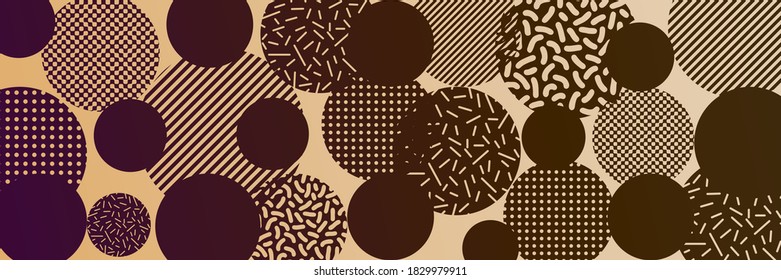 Abstract vector background, banner. Irregular circles of different sizes and textures. 