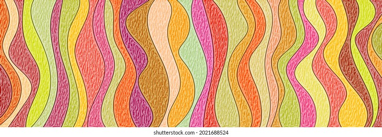 Abstract vector background, banner. Multicolor vertical curved stripes.