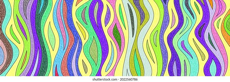 Abstract vector background, banner. Multicolor vertical curved stripes.